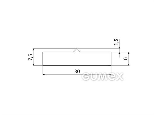 Silikónový profil tvarový, 7,5x30/1,5mm, 60°ShA, -60°C/+180°C, transparentný
